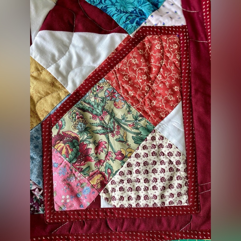 Handmade patchwork quilt cardigan, cropped shawl collar jacket, ladies' XS-M - Picture 9 of 11